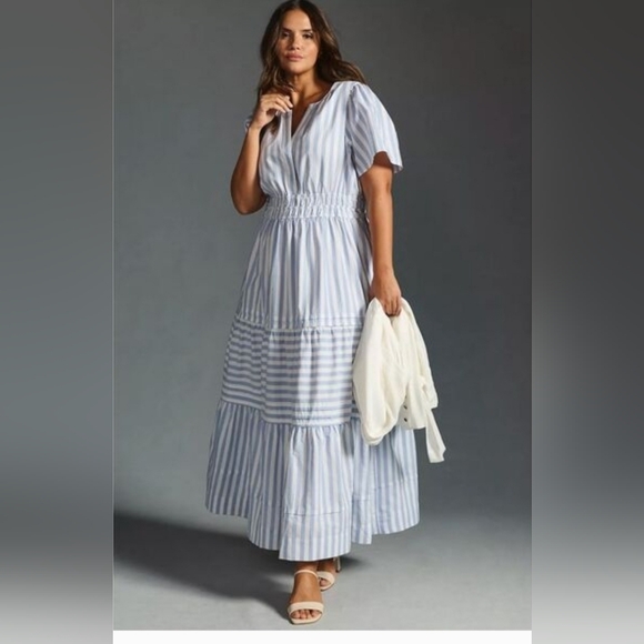 Anthropologie Somerset In Light Blue and White Striped Maxi Dress Size XL - Picture 6 of 6